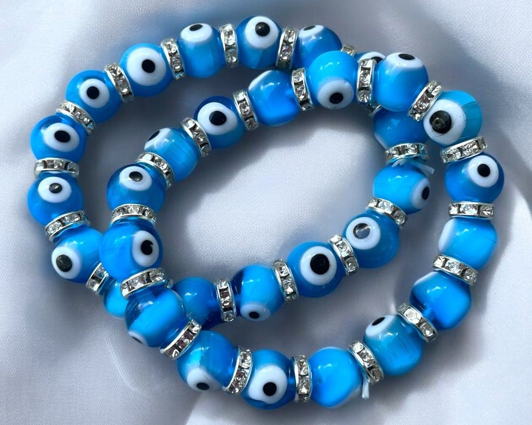 Bubble Evil Eyes Bracelet in Blue